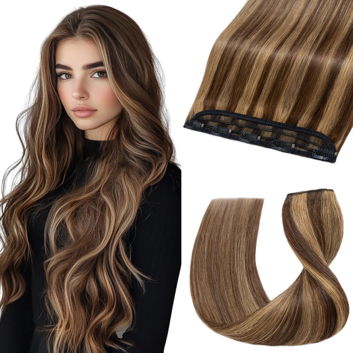 UK-Fashion-Shop Extensions Echthaar Clip In 100% Remy Echthaar Haarverlängerungen Dünn Weft Glatt 1