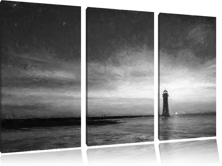 Pixxprint Leuchtturm im Sonnenuntergang als Leinwandbild/Grösse: 3 Teilig (120x80) cm/Wandbild/Kunst