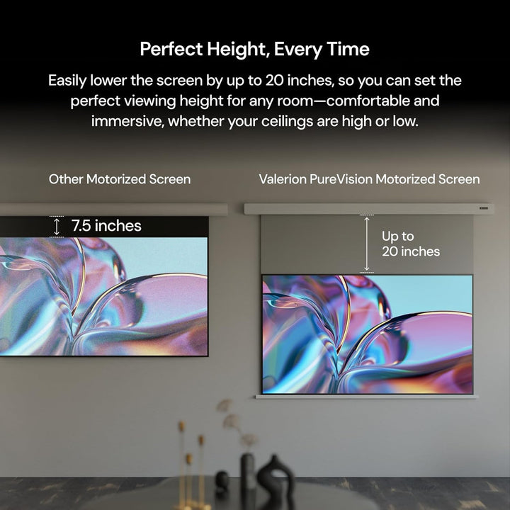 Anti-Speckle Valerion VisionMaster Pro2 4K Triple-Laser-Projektor Bundle mit 120" motorisierter Lein