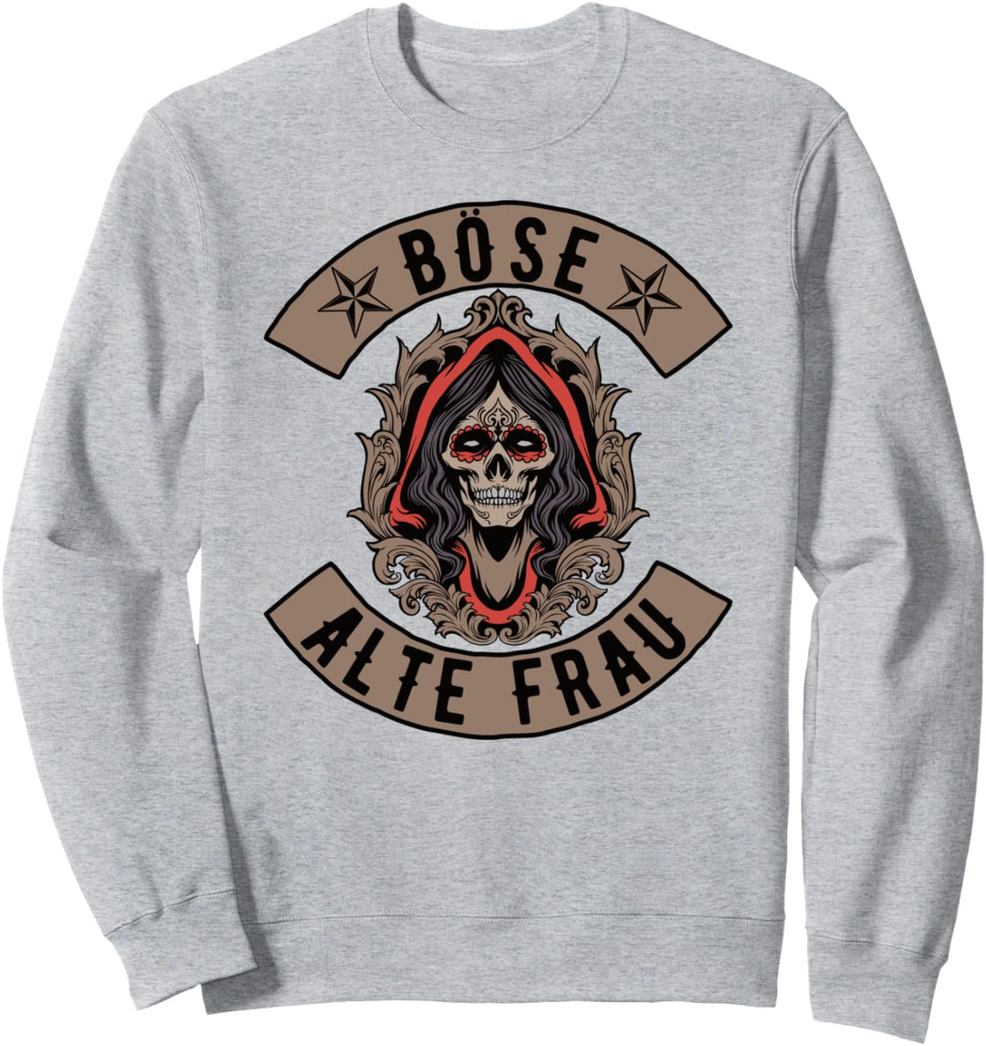 Totenkopf Bikerin Männer Vintage Skull Böse Alte Frau Biker Sweatshirt
