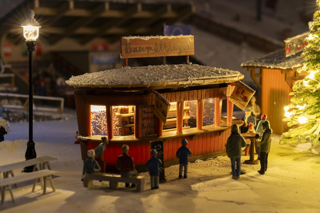 FALLER 134006 H0 2 Weihnachtsmarktbuden mit beleuchtetem Weihnachtsbaum Spurweite H0