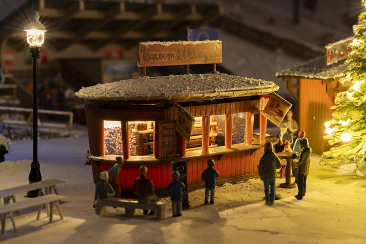 FALLER 134006 H0 2 Weihnachtsmarktbuden mit beleuchtetem Weihnachtsbaum Spurweite H0