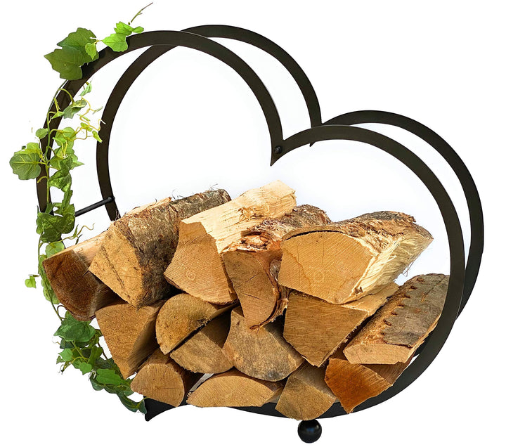 DanDiBo Kaminholzregal Innen Metall Herz Kaminholzständer 64 cm 181134 Holzkorb Kaminholzhalter Feue