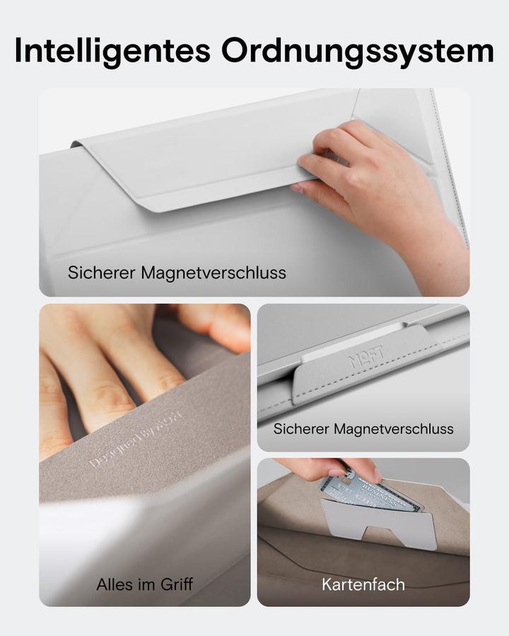 MOFT Laptop Hülle Tasche & Laptop Ständer für 13-14 Zoll Notebook, Laptoptasche aus Kunstleder mit 2