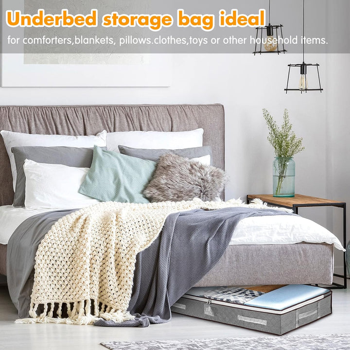 4 Stück Unterbett-Aufbewahrungstaschen mit Deckel, faltbare grosse Unterbett-Aufbewahrungsboxen mit