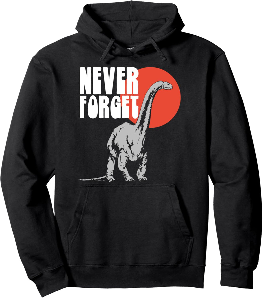 Never Forget Funny Dinosaur Extinction Retro Vintage 80s Pullover Hoodie