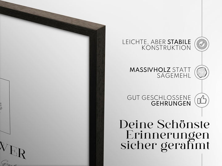 Bilderrahmen für 40 x 60 cm Schwarz Holz Dünner Rahmen | Posterrahmen Gross Collage | Picture Frame