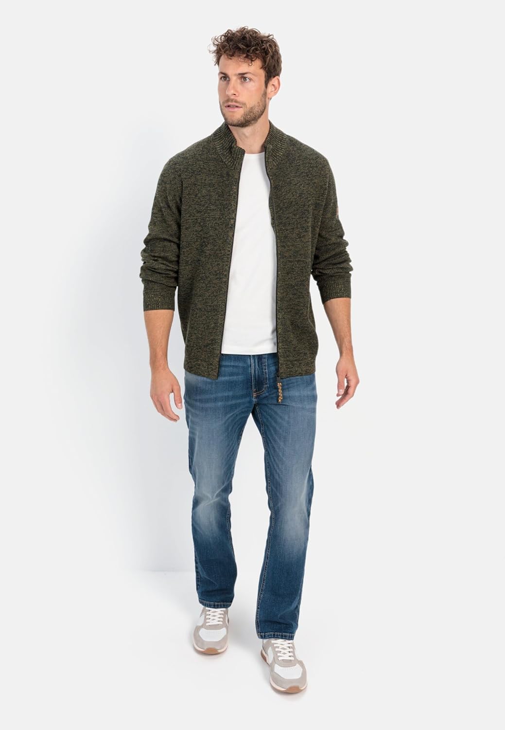 camel active Herren Strickjacke aus einem Soften Baumwollmix 3XL Blattgrün, 3XL Blattgrün