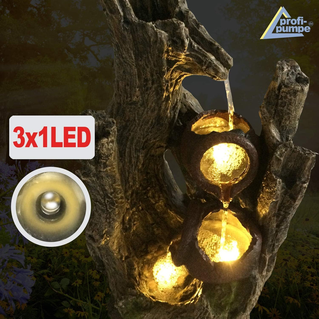Gartenbrunnen Brunnen Zierbrunnen Zimmerbrunnen Springbrunnen Brunnen WALDSCHATZ mit LED-Licht 230V