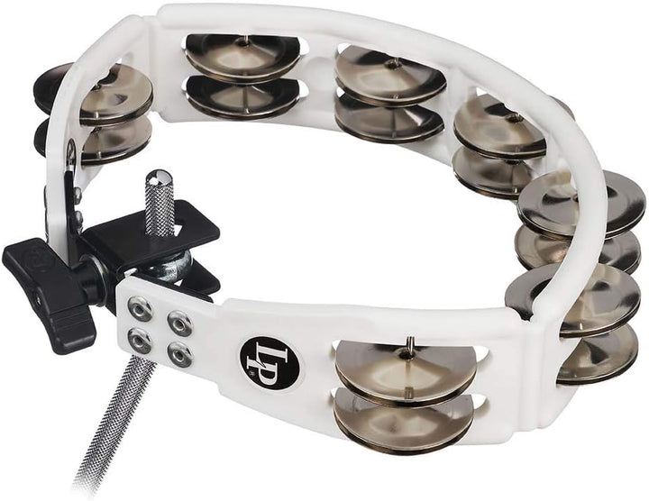 LP Latin Percussion LP162 Tambourin Cyclop montierbar Stahlschellen zweireihig weiss Steel Jingles W