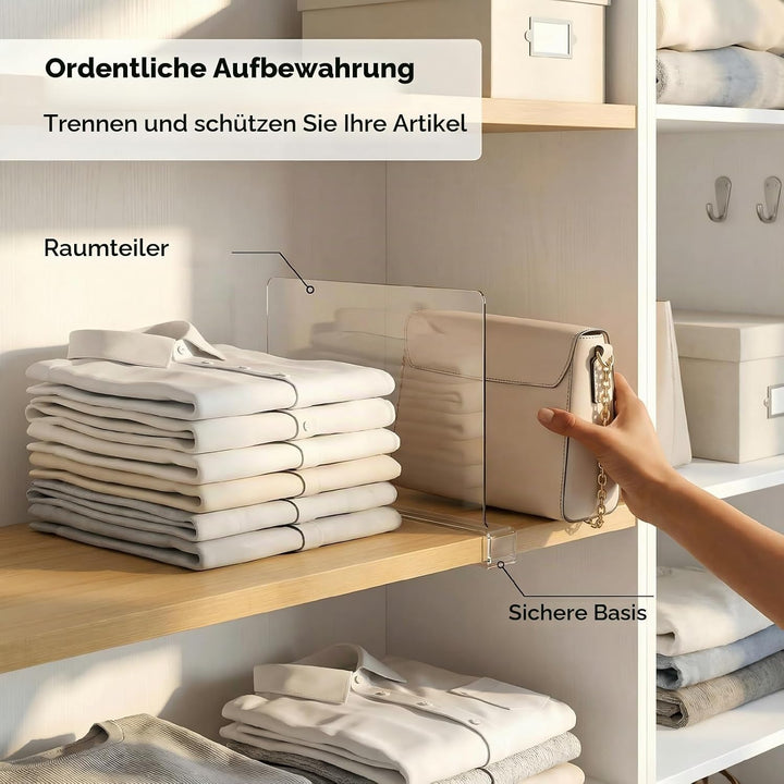 12 Stück Transparente Acryl Regaltrenner: Multifunktionaler Kleiderschrank Organizer - 30 x 20 cm Re