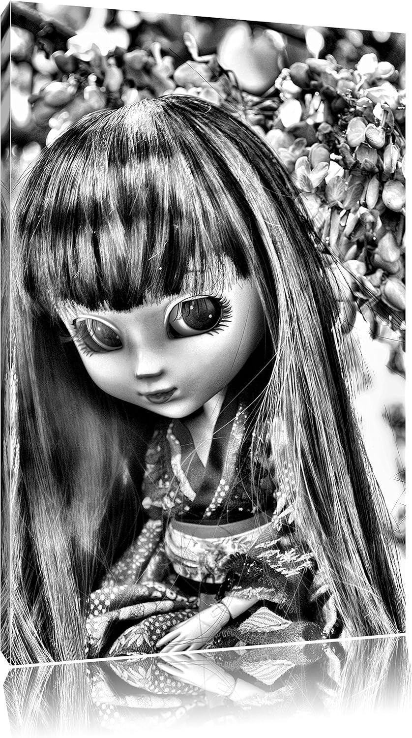 Pixxprint anmutige Geisha Pullip als Leinwandbild/Grösse: 100x70 cm/Wandbild/Kunstdruck/fertig bespa