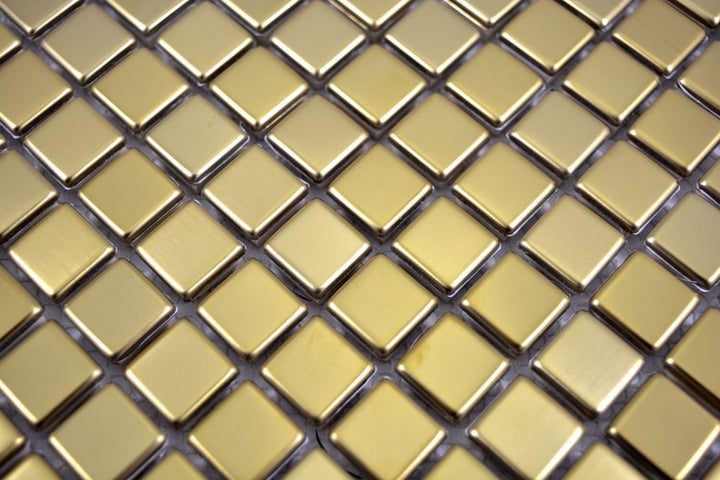 Mosaik Fliese Edelstahl gold Gold Stahl gebürstet für WAND BAD DUSCHE KÜCHE FLIESENSPIEGEL THEKENVER