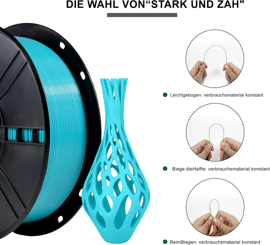 iBOSS PLA Plus (PLA+) 3D-Drucker Filament 1,75mm, Massgenauigkeit +/- 0,02 mm 1 kg Spule (2,2 LBS),