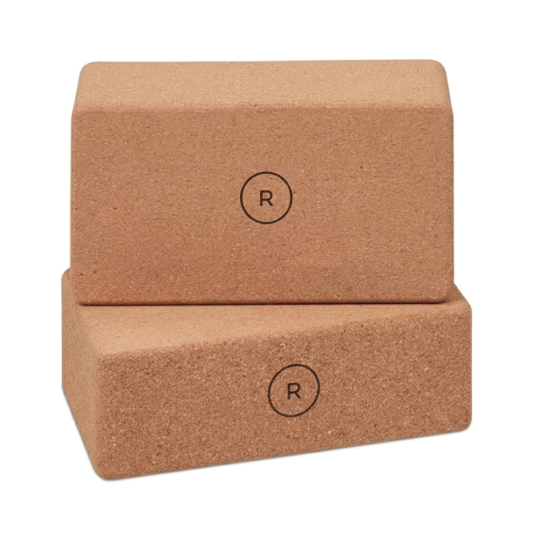 ROOTED Yogablock 2er Set Naturkork – Rutschfest, Ergonomisch & Nachhaltig, 22,5x7x12 cm Leichter Kor