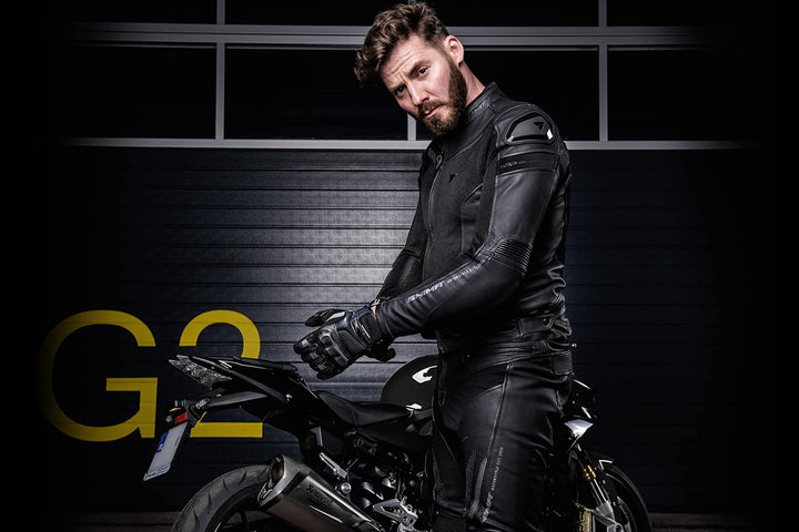 SHIMA PISTON Herren - Motorradkombi | Leder urbane Jacke und Hose mit Netzeinsätzen, CE-Protektoren