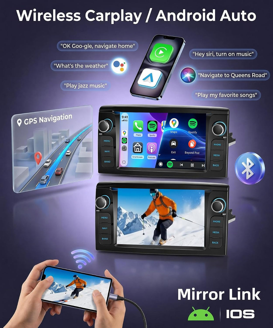 Rimoody 4G+64G Android Autoradio für Lancia Ypsilon 2012-2020 Wireless Carplay Android Auto, 7 Zoll