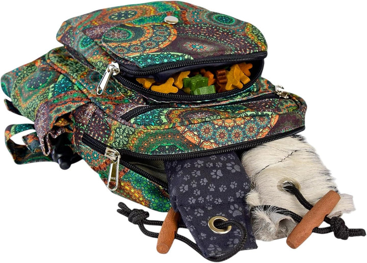 Konstanz Mandala 71083 – Gassitasche mit integriertem Flaschenhalter – Leckerlitasche für Hunde, was