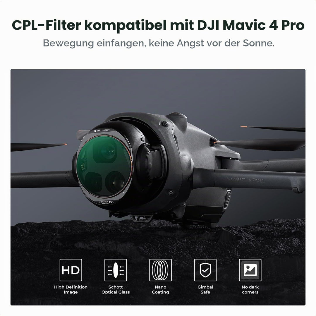 K&amp;F CONCEPT CPL Filter Polfilter Kompatibel mit DJI Mavic 4 PRO, Polarisator Optisches Glas mit Mehr