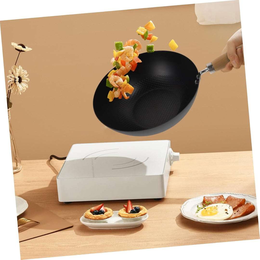 MAGICLULU Kleiner Schmiedeeiserner Wokpfanne 24cm ohne Beschichtung für Induktionsherd Hitzebeständi