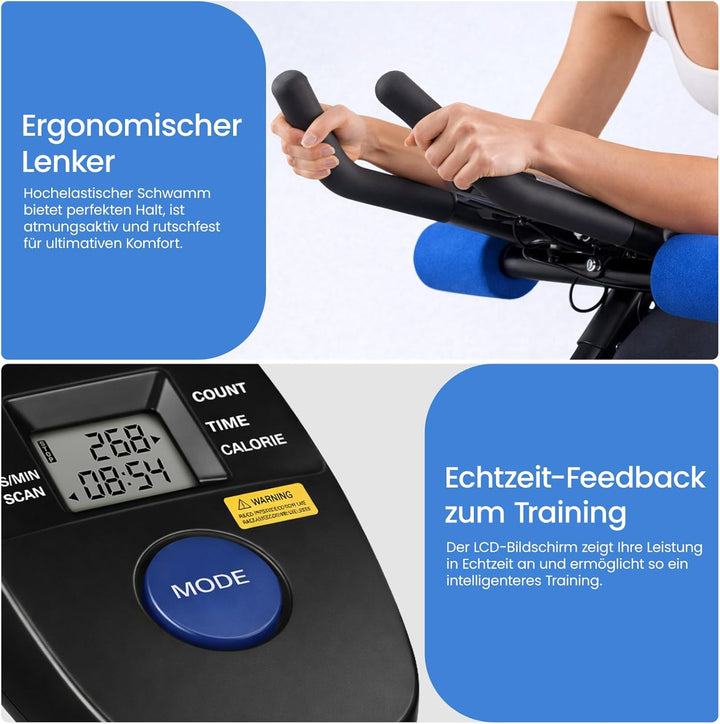 Ab Trainer Abdominal Muscle Machine Adjustable for Home Gym, Foldable And Space-Saving, Quiet Wheels