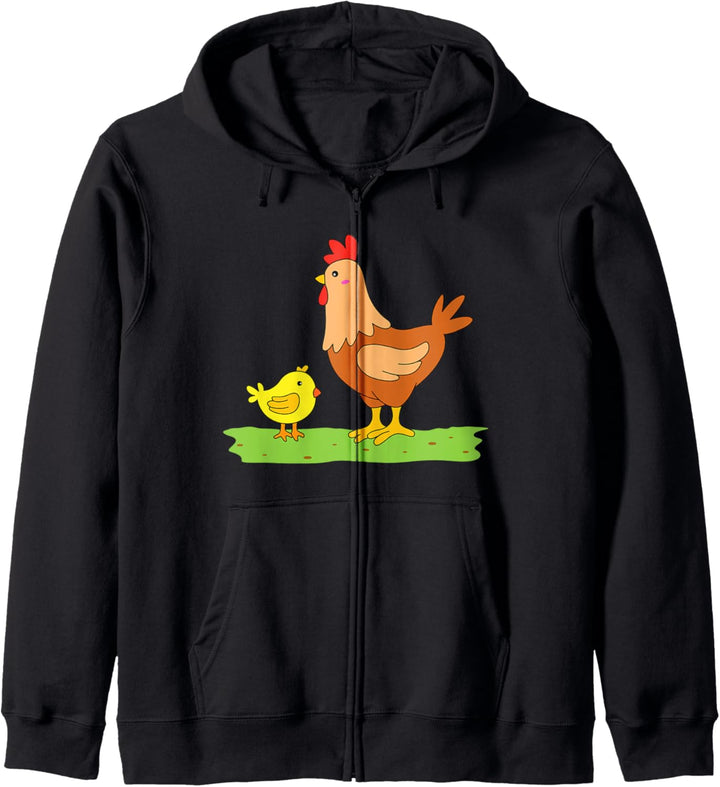 Huhn mit Küken Damen Herren Kapuzenjacke
