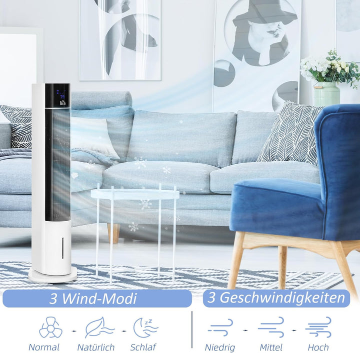 HOMCOM Turmventilator mit Fernbedienung 105cm Ventilator, Standventilator 52° oszillierende Luftkühl