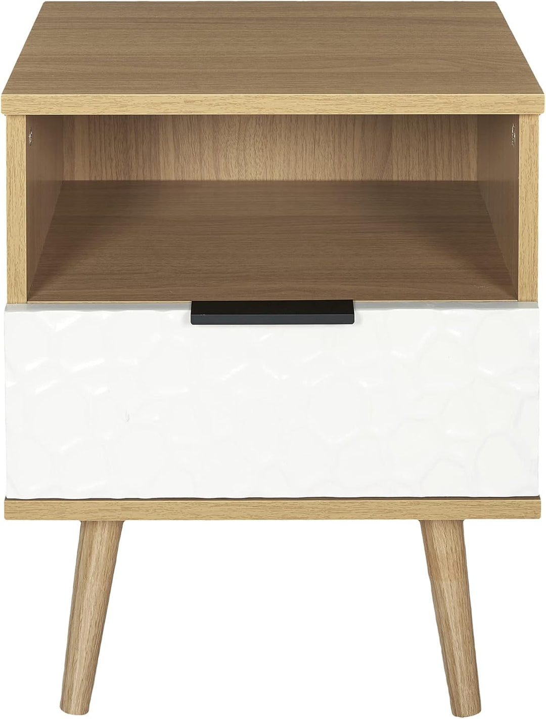 HOME DECO FACTORY HD7146 MESITA DE Noche C/CAJÓN Sven, Polyester, Holz/Weiss, 40x49x35 cm