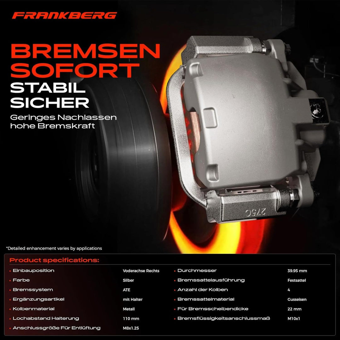 Frankberg Bremssattel Bremszange Vorderachse Rechts ohne Halter Kompatibel mit SL R107 300SL 420SL 5