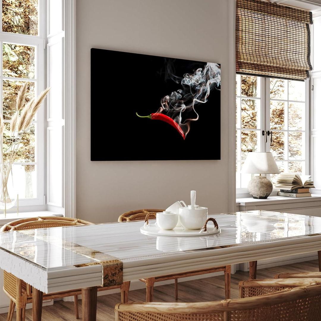 wandmotiv24 Leinwandbild Essen und Trinken 100x75cm, Querformat, Chili, Deko, Bilder auf Leinwand, W