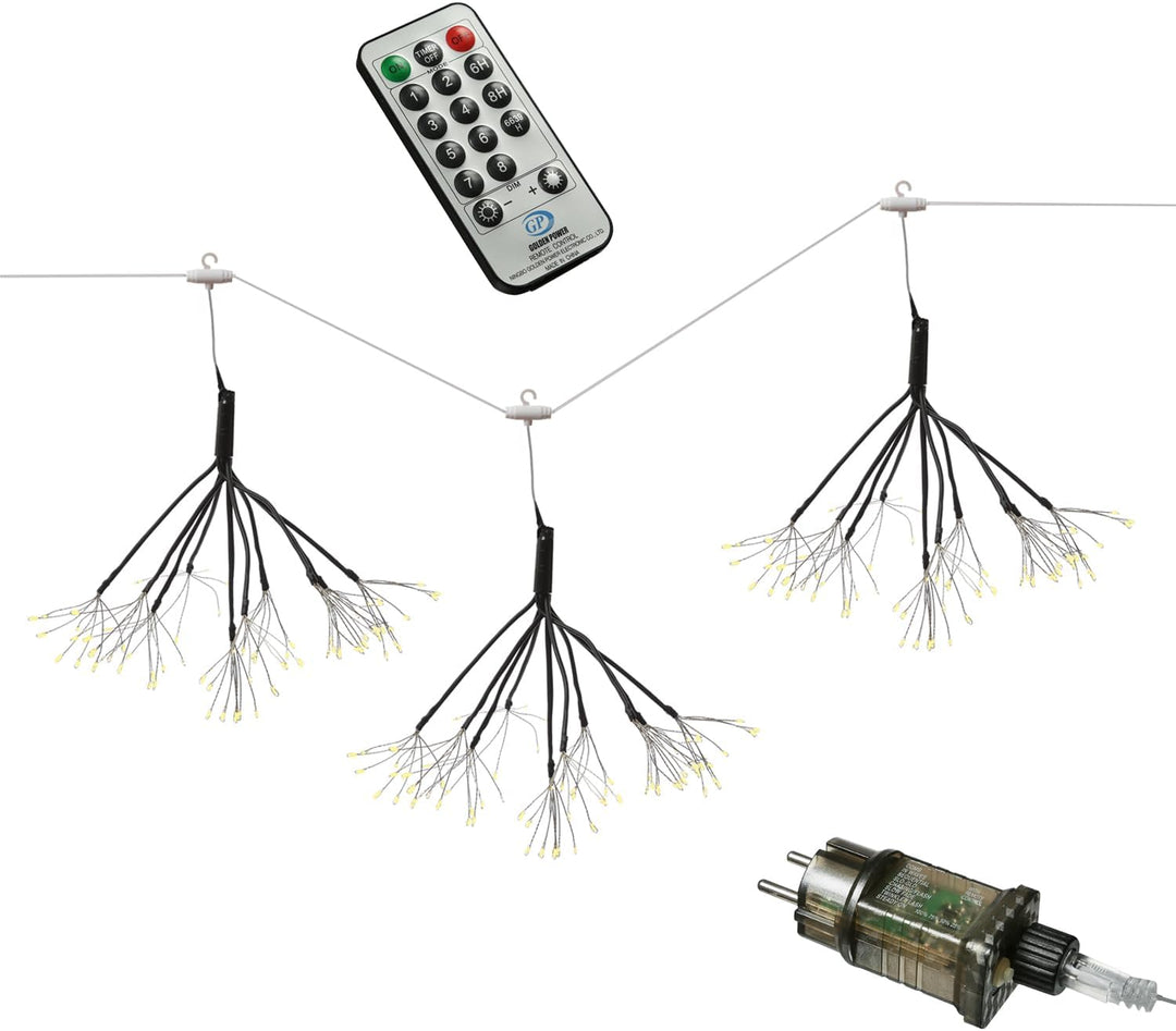 LED Feuerwerk Leuchte hängender Polarstern Pusteblume Firework 100 LED 25cm 8 Modi Fernbedienung für