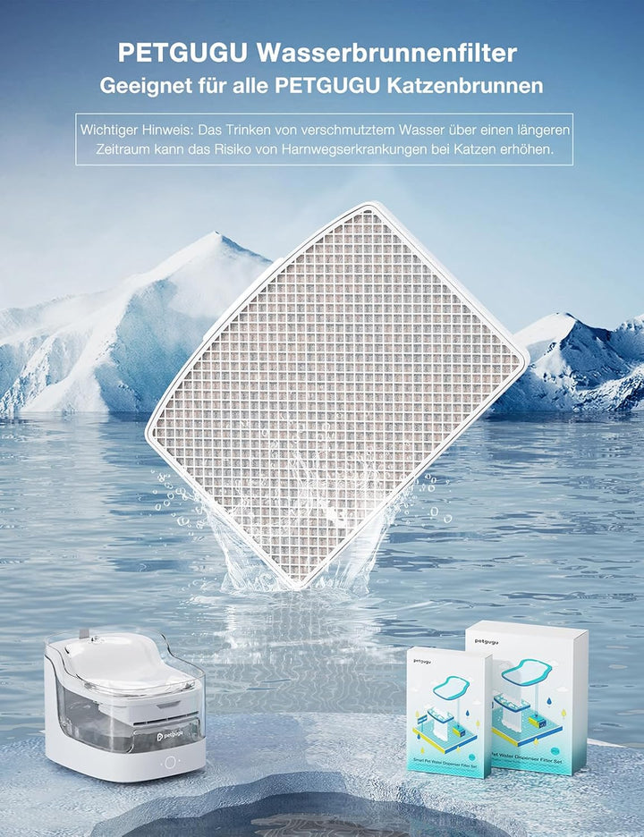 1PCS Katzenbrunnen Filter, 8-Stufiges Filtersystem, Ersatz-Filter für Katzenbrunnen PF1 und PF1L für