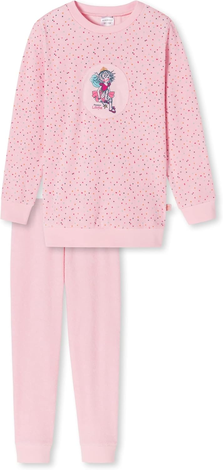 Schiesser Mädchen Schlafanzug lang – Einhorn, Sterne, Dots, Waldmotive und Hexen, Altrosa (rosa), 12