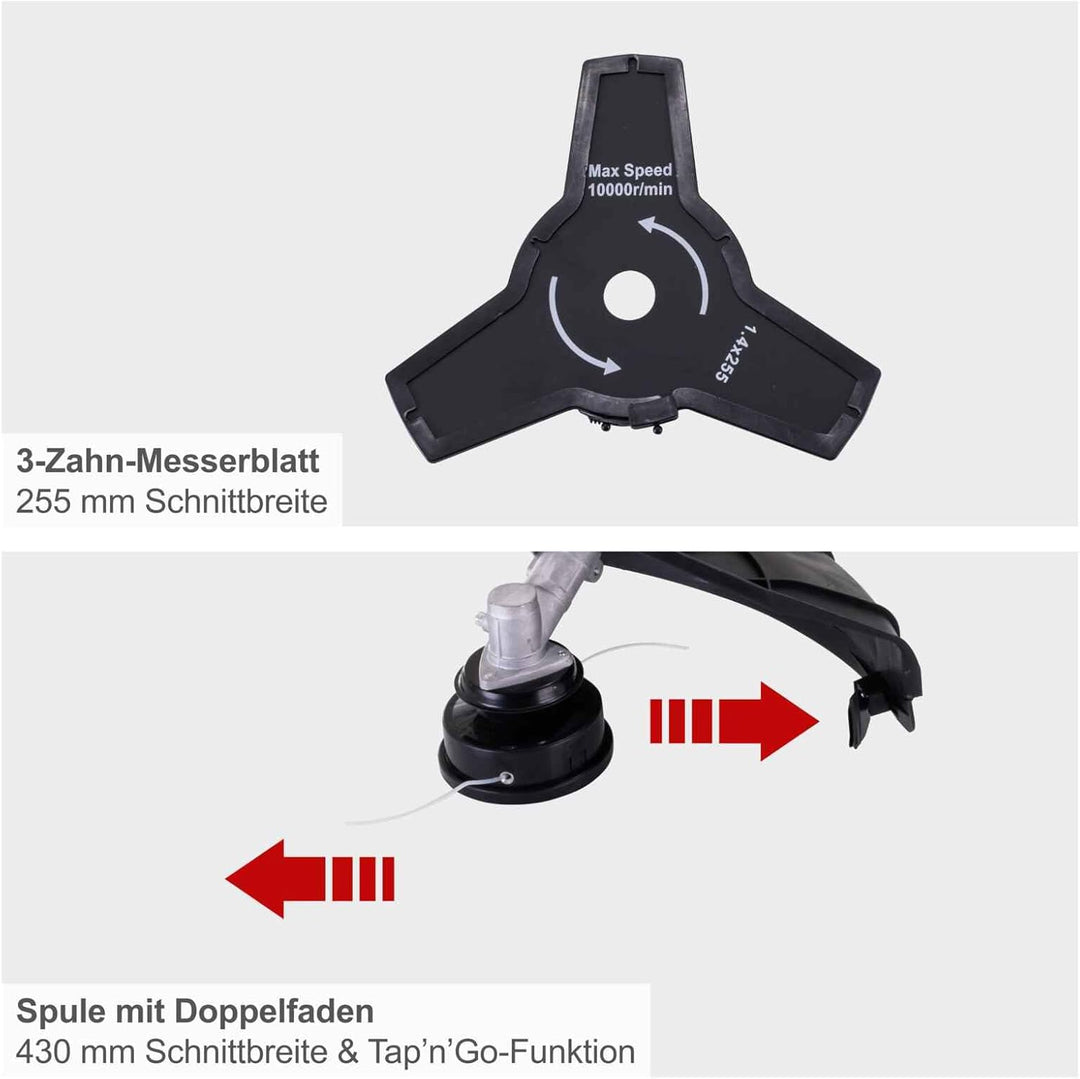 Scheppach Benzin Freischneider PBC330 Rasentrimmer & Motorsense 2in1 | Schnittbreite 430/255mm | Lei