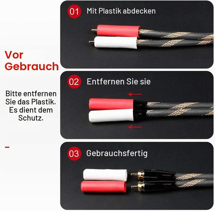 SKW Audiophiles Cinch Audio Kabel, 2 x Cinch zu 2 x Cinch Kabel mit OD 6mm Audiophile Cinch-Kabel (3