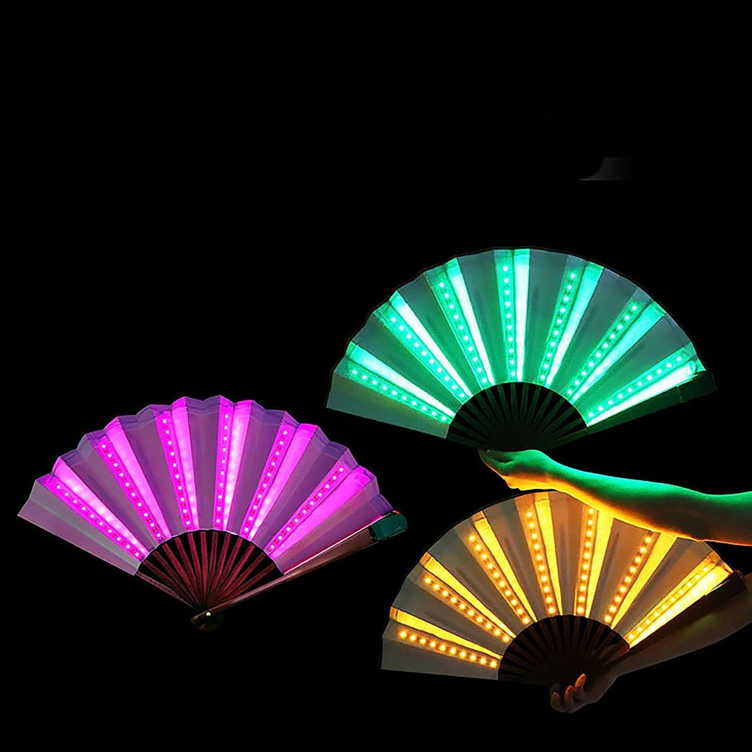 Faltbarer LED-Fächer, ideal für Partys, Festivals, Diskotheken und Musikkonzerte (blau), Blau