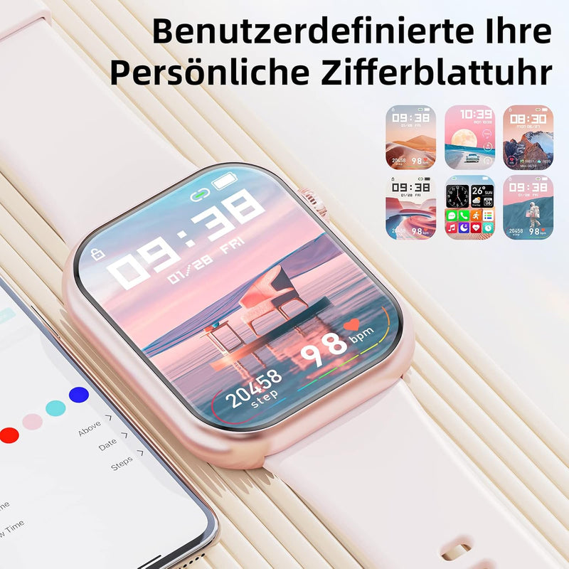 2023 Smartwatch für Herren und Damen, 1,85 Zoll (1,85 Zoll), Smartwatch mit Bluetooth-Anruf und Frei