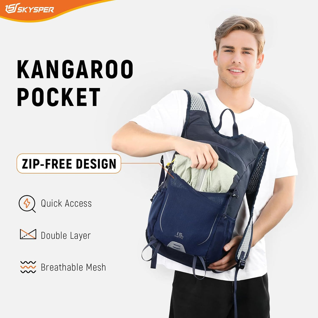 SKYSPER Wanderrucksack 15L Leichter Rucksack Wandern kleiner Trekkingsrucksack Atmungsaktiver Tagesr