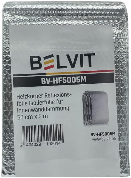 Belvit Heizkörper Reflexionsfolie Isolierfolie 50 cm x 5 m | Innenwanddämmung