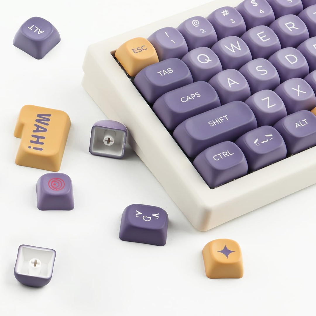 Tsungup PBT Keycaps 133 Tasten Tastatur Keycaps Lila MOA Profil Keycap Set Kompatibel mit Cherry Gat