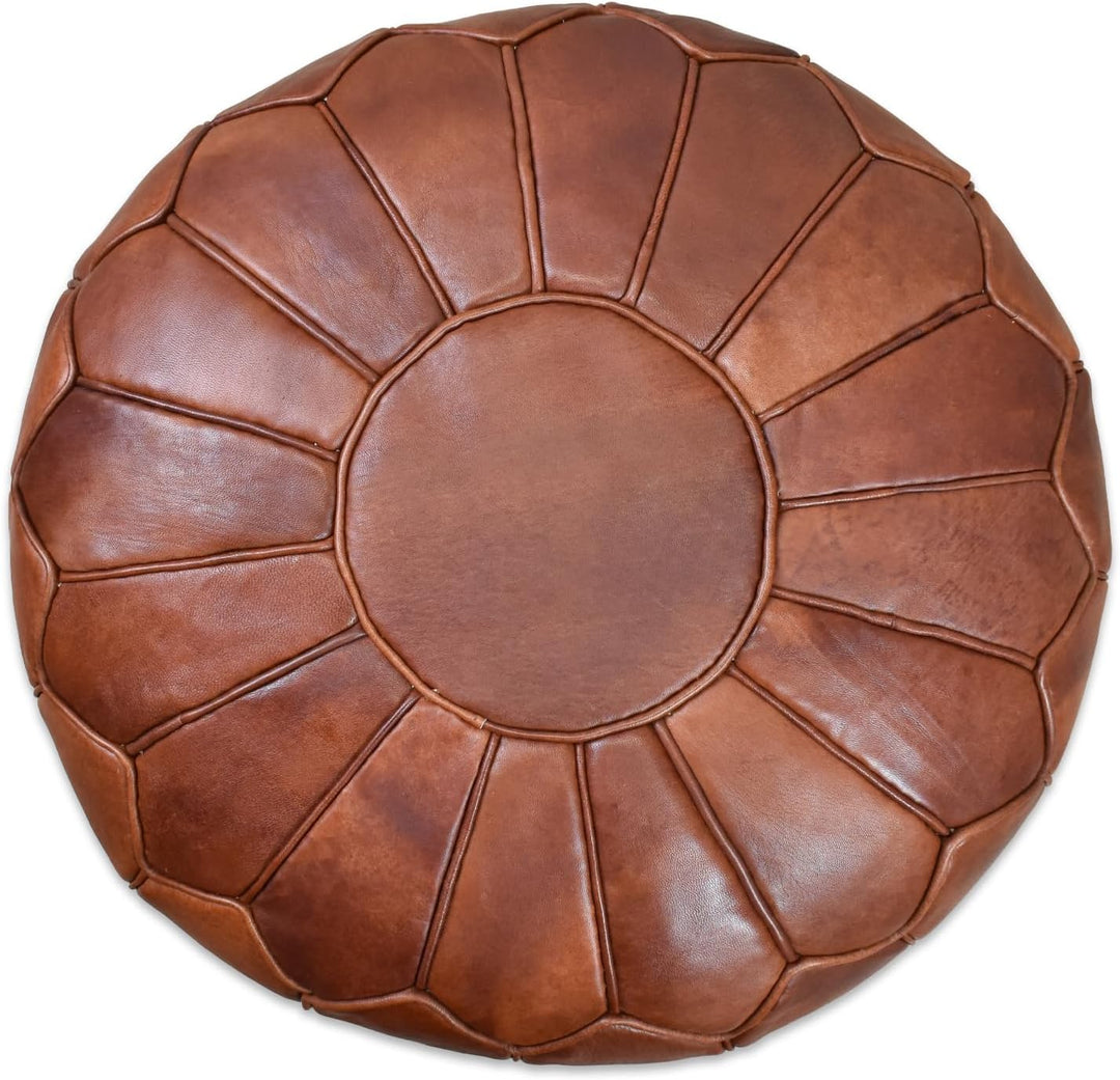 Poufs&Pillows Premium XL Echtleder Pouf - Handgefertigt - gefüllt geliefert - Ottoman Sitzsack Fussh