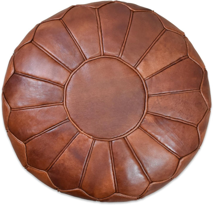 Poufs&Pillows Premium XL Echtleder Pouf - Handgefertigt - gefüllt geliefert - Ottoman Sitzsack Fussh