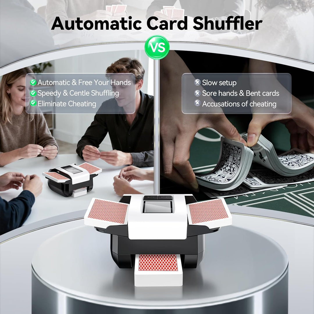 Kartenmischer, 2 Deck, wiederaufladbarer automatischer Kartenmischer mit Dual-Modi, geräuscharmer, t