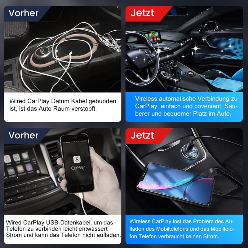 CarlinKit 4.0 Wireless CarPlay/Wireless Android Auto Adapter für werksseitig verkabeltes CarPlay-Aut