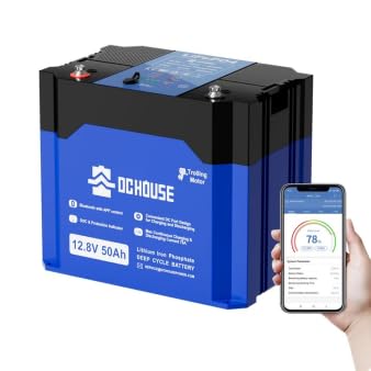 DCHOUSE 12V 50Ah LiFePO4 Bluetooth Batterie with DC Ports,mit 75A BMS, Grade A Lithium Batteriezelle