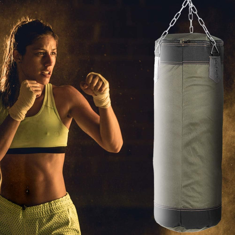 Boxsack Heavy Duty Boxsack mit Ketten für Boxtraining Fitness Sandsack Grün 60cm, Grün 60cm