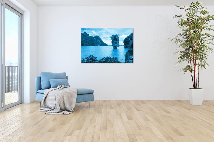 deyoli exotische Inseln in Thailand Format: 80x60 Effekt: Monocrome Blau als Leinwand, Motiv fertig