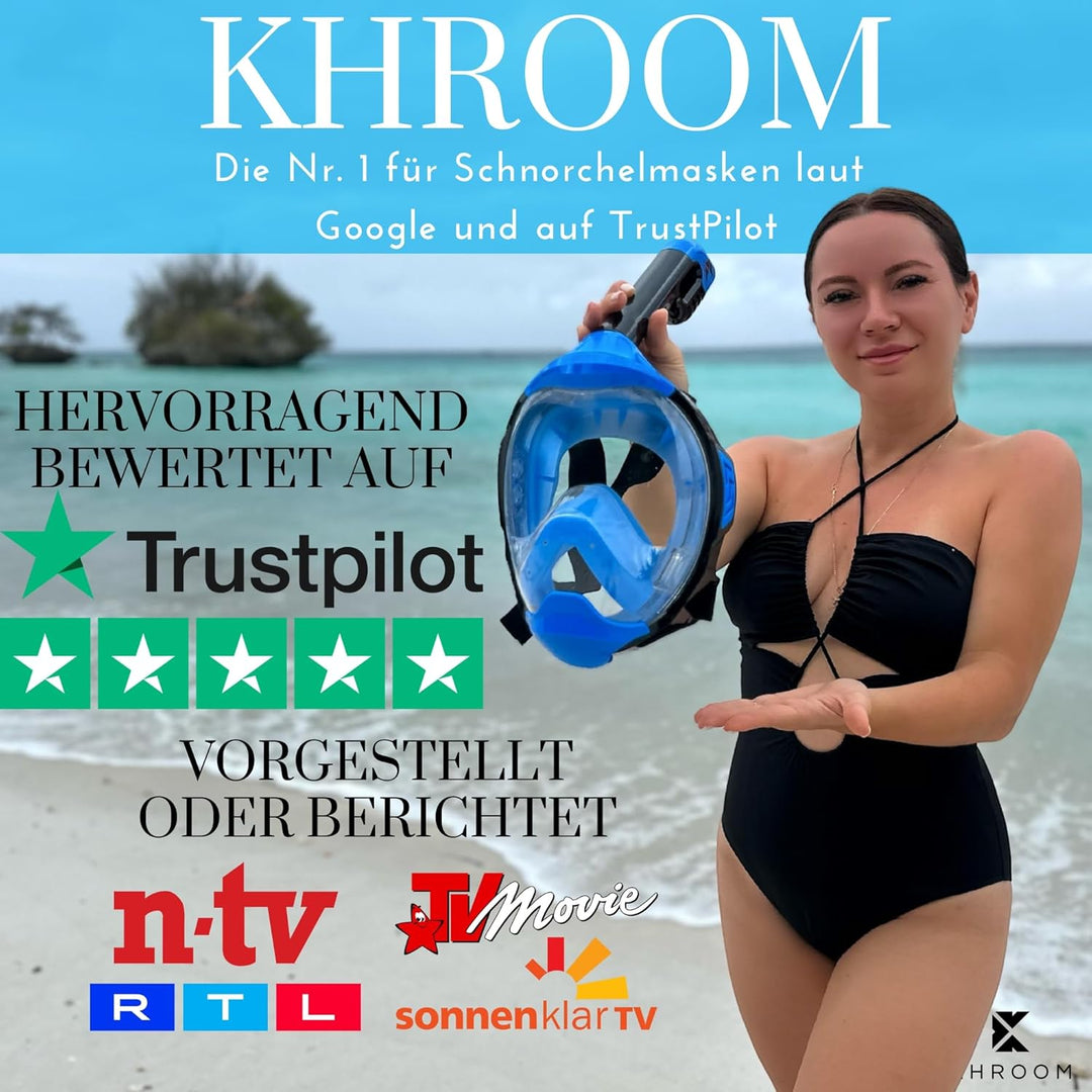 Khroom Schnorchelmaske für Erwachsene und Kinder - Seaview Y | CO2 sicher | Vollmaske zum Schnorchel