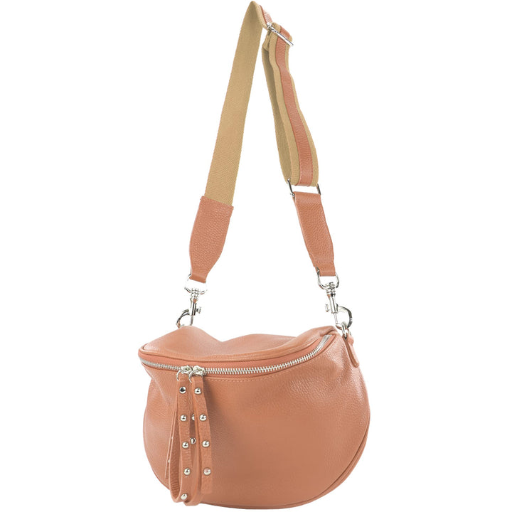 modamoda de - T236 - Umhängetasche Klein Small aus ital. Leder Rosabeige Dunkel, Rosabeige Dunkel