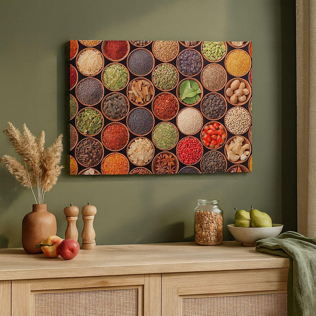 ARTTOR Bilder auf Leinwand Gewürz Küche Leinwandbild mit Rahmen 70x50cm Wandbilder Dekoration Wohnzi